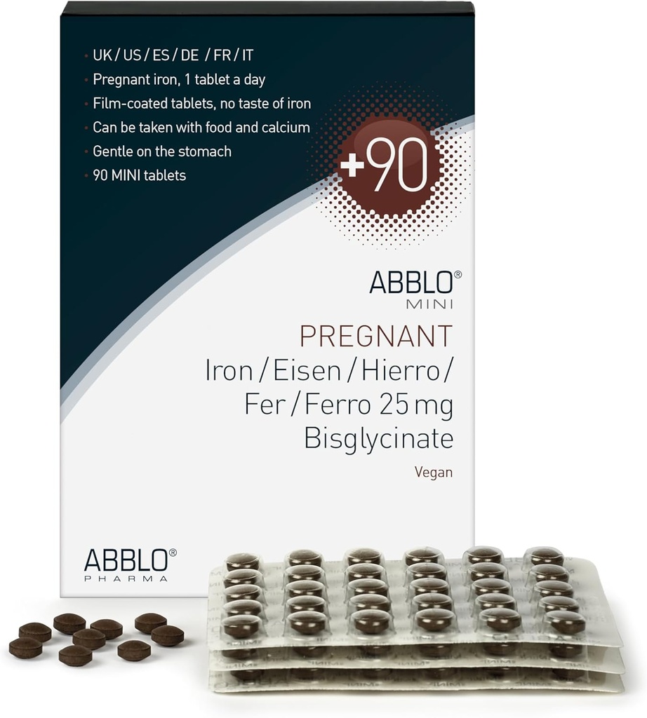 Fer prénatal et enceinte - 1 comprimé par jour - Très doux - Très petit - Bisglycinate - Prendre avec le petit déjeuner