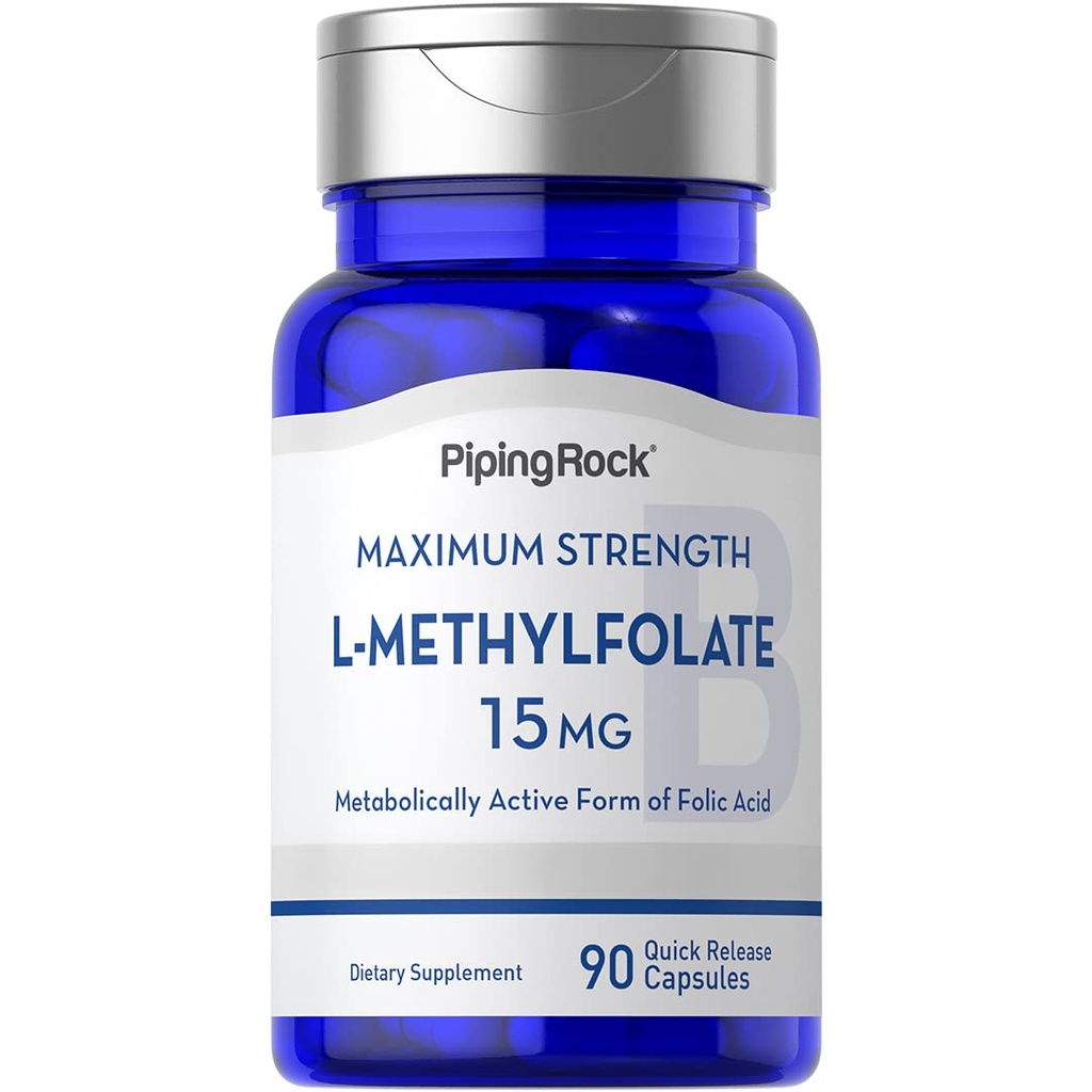 Piping Rock L Methylfolate 15 mg | 90 Kapseln | Max Potency | Active Folic Acid Supplement | Non-GMO, Glutenfrei