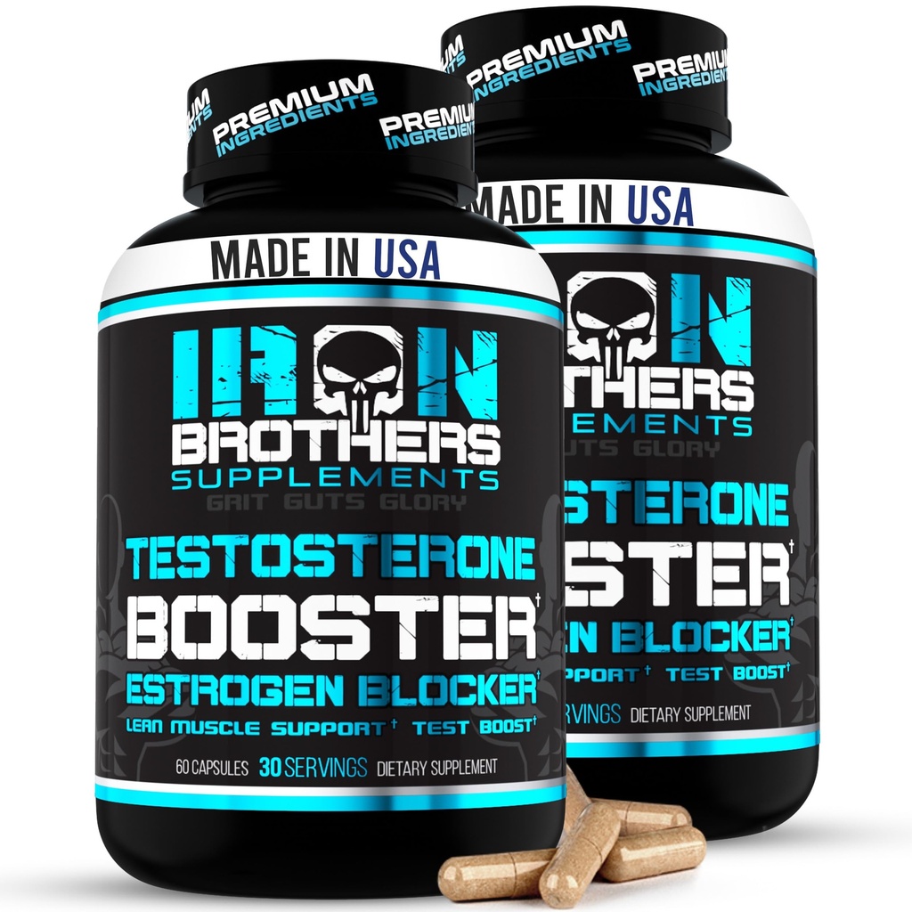 Iron Brothers Men’s Testosterone Support Supplement – I3C (Indole-3-Carbinol), Tribulus Terrestris & Grape Seed Extract – Metabolic & Performance Support Formula – 120 Vegan Capsules – 60 Day Supply