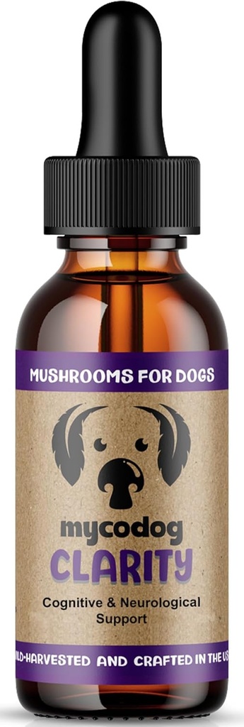 MycoDog Clarity - Supplément de soutien cognitif pour chiens - Santé du cerveau et bien-être des chiens aînés - Mémoire et focus avec les champignons fonctionnels et les adaptogènes