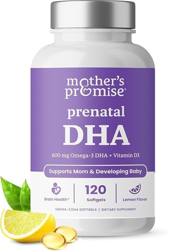 Pränatale DHA für Frauen 600mg + 400 IU Vitamin D3 | 120 Softgels | Unterstützt Gehirngesundheit | Triglycerid Omega 3 Fischöl DHA Pränatale Vitamine für Schwangerschaft & Pflege | 300mg pro Kapsel