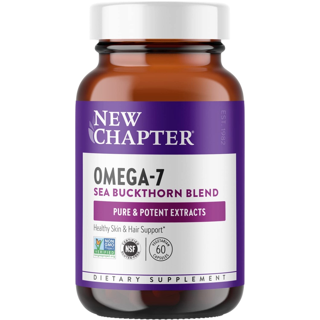 Neues Kapitel Superkritisches Omega 7 mit Sea Buckthorn + Plant Sourced Fatty Acids + Omega 7 + Non-GMO Zutaten - 60 Vegetarische Kapsel