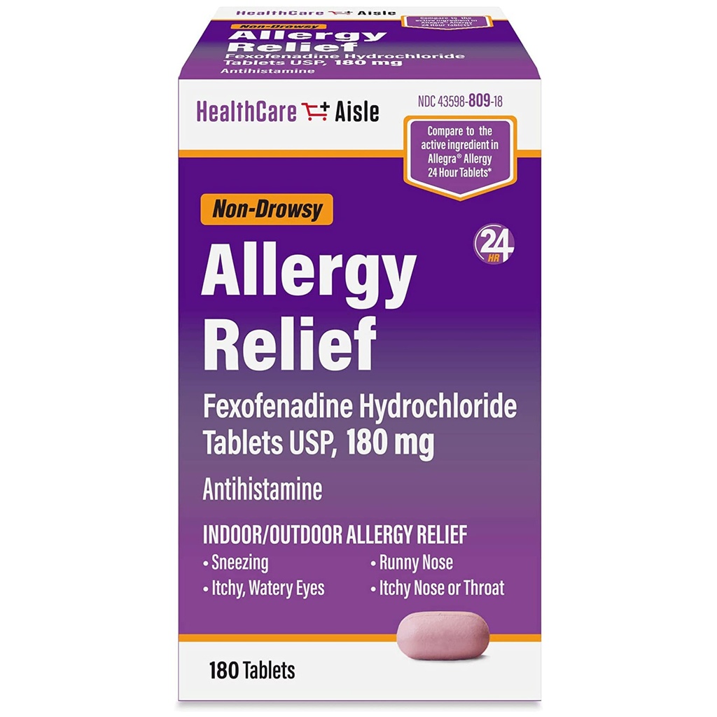 Soins de santéSoulagement de l'allergie dans l'allégène - Comprimés de chlorhydrate de Fexofenadine USP, 180 mg - 180 Comprimés - Médicaments contre l'allergie, soulagement 24 heures sur 24 sans somnolence