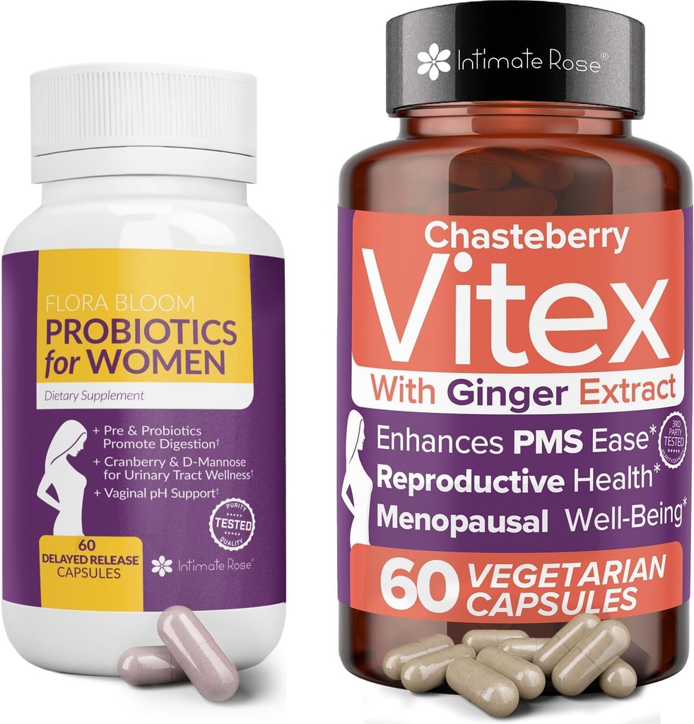 Intimate Rose 10% sparen auf Vaginal Probiotics für Damen - 60 Zähler & Vitex Chasteberry Supplement für Damen - 60 Kapseln