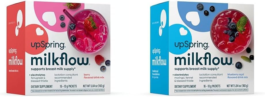UpSpring Milchfluss Elektrolyt Breastfeeding Supplement Getränkemischungen mit Fenugreek & Moringa | Berry & Blueberry Acai Flavors | Lactation Ergänzungen zur Unterstützung Brustmilchversorgung*