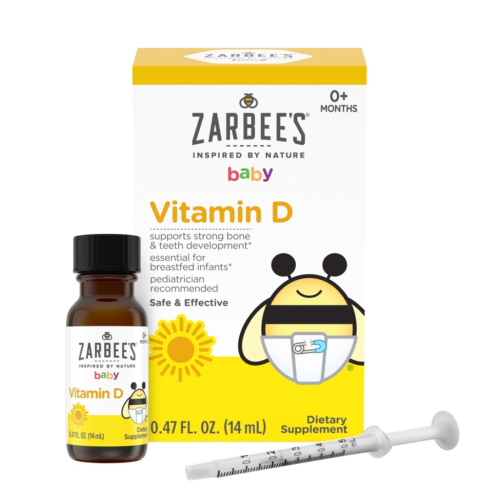 Zarbees Vitamin D Tropfen für Infants, 400IU (10mcg) Baby & Kleinkind Liquid Supplement, Neugeboren & Up, Dropper Syringe Included, 0.47 Fl Oz