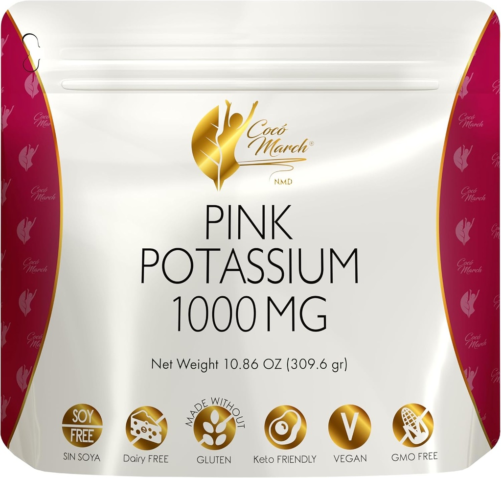 Cocó March N.M.D Rosa Kaliumpulver - Unterstützt Herzgesundheit, Muskelfunktion und Knochengesundheit. Glutenfrei, Dairy Free, Non-GMO, Soy Free, Vegan, Keto Friendly - 10.86 Oz (309.6 g)