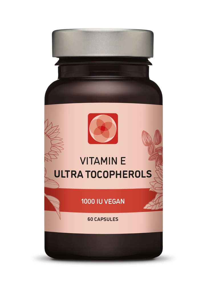 Vitamine E 1000 UI Ultra Tocophérol 450 mg Vitamine E Vegan – Tous les 4 Tocophérols - Alpha Tocophérol + Beta Tocophérol + Gamma Tocophérol + Delta Tocophérol– Unique d Alpha (60)