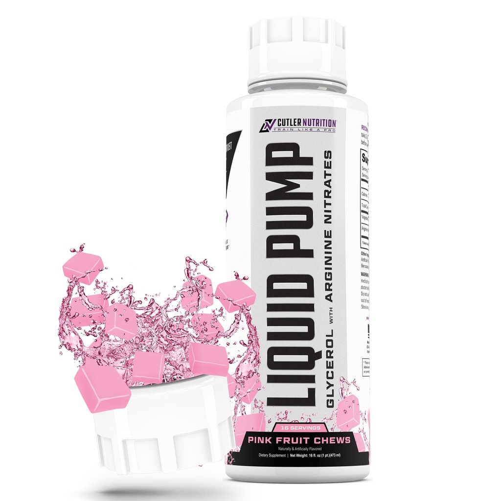Flüssige Pumpe - Glycerol und Arginine Nitrate für optimierte Pumpe vor Workout flüssige Koffein freies Non stim preWorkout für Energie und Leistung und nictic Oxid Booster | Pink Fruit Chews Flavor