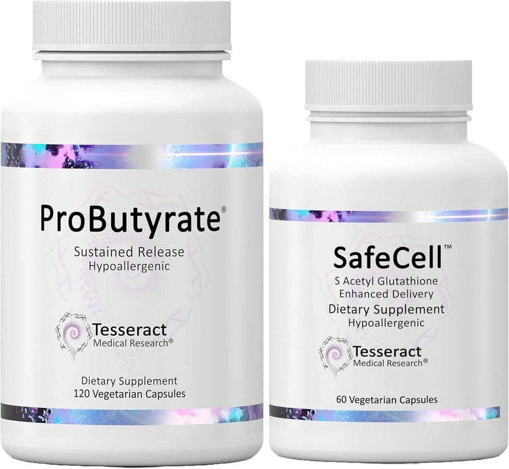 Tesseract ProButyrate Gut Health & SafeCell S-Acetyl Glutathione Neuro Support Bundle – 600mg + 300mg, 120 + 60 Kapseln, Antioxidant & Gut Microbiome Balance
