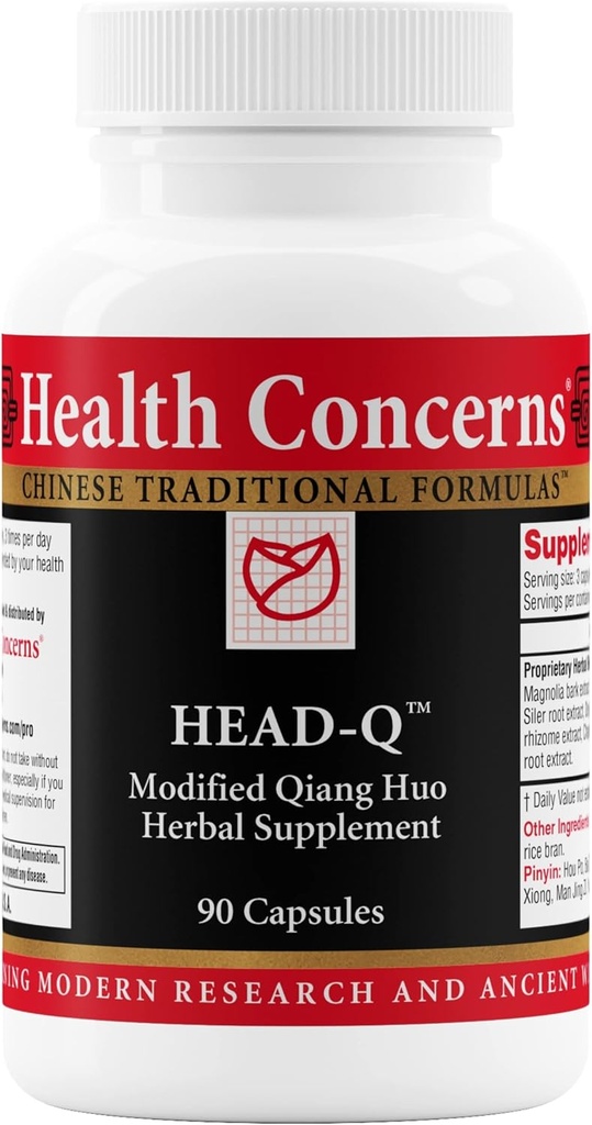 Health Concerns Head-Q – Herbal Supplement for Tension & Sinus Headache Support – Qiang Huo Chinese Herbal Formula with Magnolia, Chaste Tree, Turmeric – Circulation Support – 90 Capsules