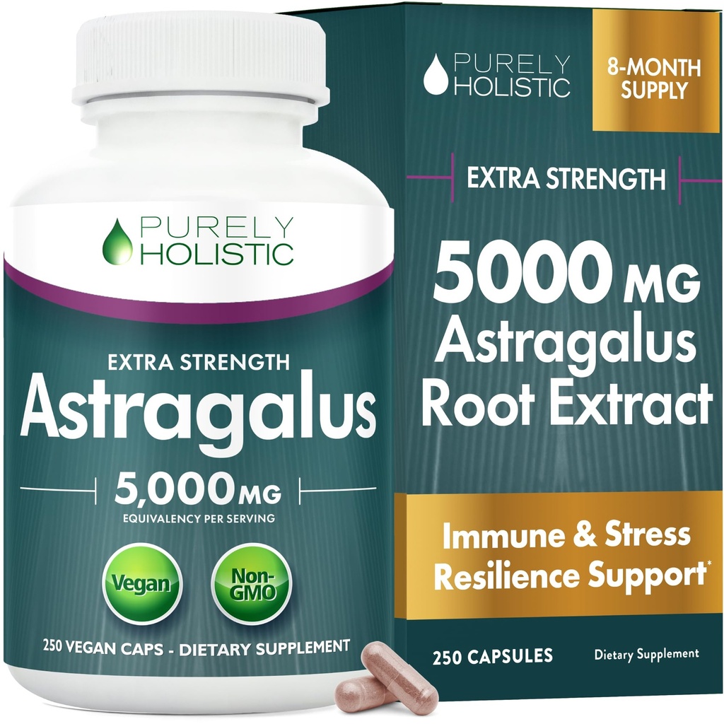 Astragalus Kapseln 5.000 mg - 250 Kapseln, 8+ Monat Versorgung - Superior Strength Astragalus Root Extract 20:1 - Non GMO, Vegetarisch & Vegan Friendly - Unterstützt das Immunsystem & Cardiovascular