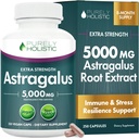 Astragalus Capsules 5 000 mg - 250 Capsules, 8+ mois d'approvisionnement - Astragalus de résistance supérieure extrait de racine 20:1 - non OGM, végétarien et végétalien - soutient le système immunitaire et cardiovasculaire