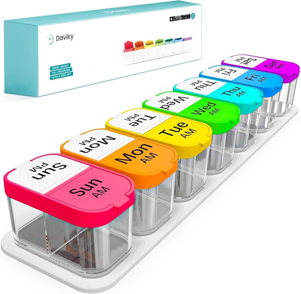 Daviky extra große Pill Organizer 7 Tage, XL Wöchentliche Pille Box 2 Mal pro Tag, AM Medizin Pill Organizer für Supplement, Big Daily Pill Case mit großen Behälter Vitamine und Medikamente zu halten