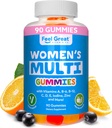 Multivitamine Gummy pour les femmes par Feel Great Vitamin Co. Supplément multi-gummy à croquer avec vitamine A, B-6, B-12, C, D, E, Biotine, Choline, acide folique, zinc et plus