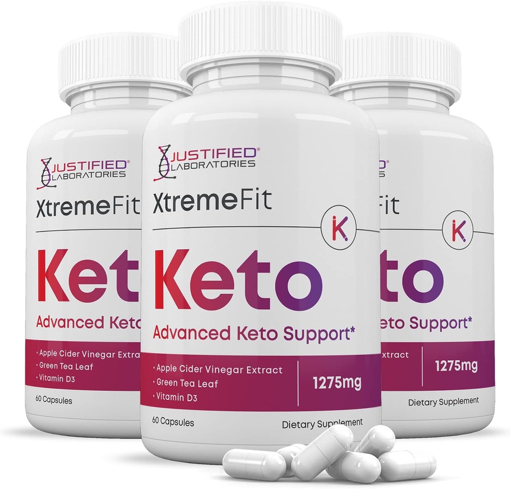 Laboratoires justifiés (3 Pack) Xtreme Fit Keto ACV Pills 1275MG Formulé avec Apple cider Vinegar Keto Support Mix Alternative aux Gommies 180 Capsules
