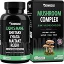 Lions Mane Mushroom Complex - 5300 mg Adaptogenic Blend for Memory, Focus and Immune Support - 5 in 1 Lionsmane, Chaga, Maitake, Shiitake und Reishi Extract, Nootropic Mushroom Supplement Kapseln