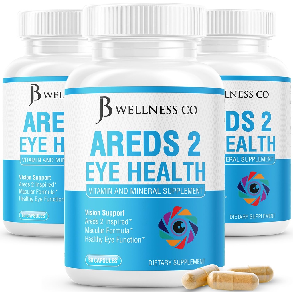 JB Wellness AREDS 2 Eye Vitamin & Mineral Supplement, Enthält Lutein, Vitamin C, Zeaxanthin, Zink & Vitamin Enhance Vision Supplement - 180 Count
