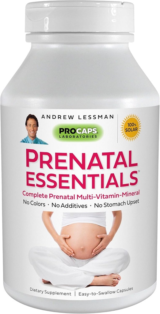 ANDREW LESSMAN Prenatal Essentials 180 Kapseln - Komplette pränatale Vitamine für Frauen, keine Additive Prenatal Multivitamin, Nährstoffe für Frauen Prenatal, Postnatal-Methylfolat Prenatal mit Eisen