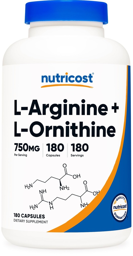 Nutricost L-Arginin L-Ornithine 750mg; 180 Kapseln