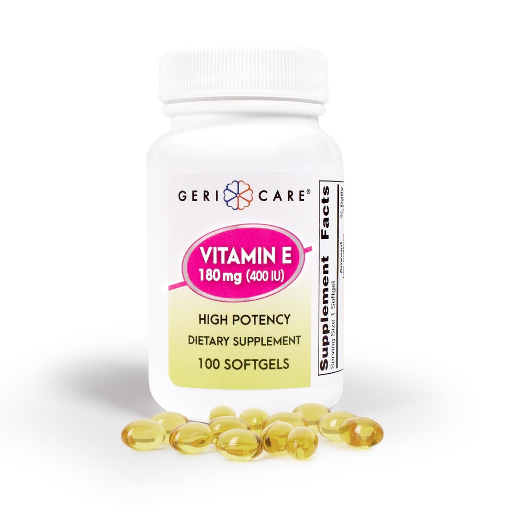GeriCare High-Potency Vitamin E Kapseln – 400 IU für Haut und Immununterstützung, 180mg | 100 Count | Bio Vitamin E für Frauen und Männer