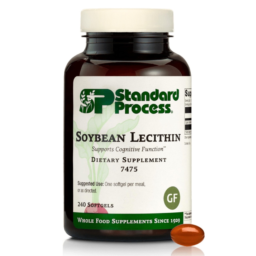 Standard Process Soybean Lecithin - Brain Health Support Supplement - Nahrungsergänzungsmittel auf Lebensmittelbasis mit essentiellen Fettsäuren aus Soybean Lecithin - 240 Softgels