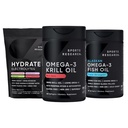 Sportforschung Antarktis Krillöl Omega 3 Mini-Softgels 500mg mit Phospholipiden, Choline, Astaxanthin, Triple Strength Omega 3 Burpless Fish Oil 1250mg, Sugar Free Multi Flavor Hydrate Elektrolyte