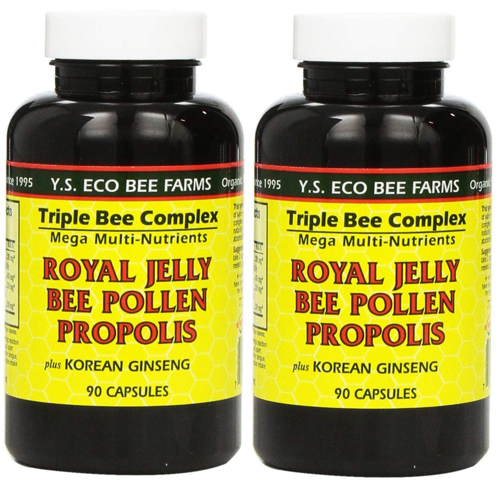YS Eco Bee Farms, Royal Jelly Bee Pollen Propolis plus Korean Ginseng, 90 Kapseln (2Pack)