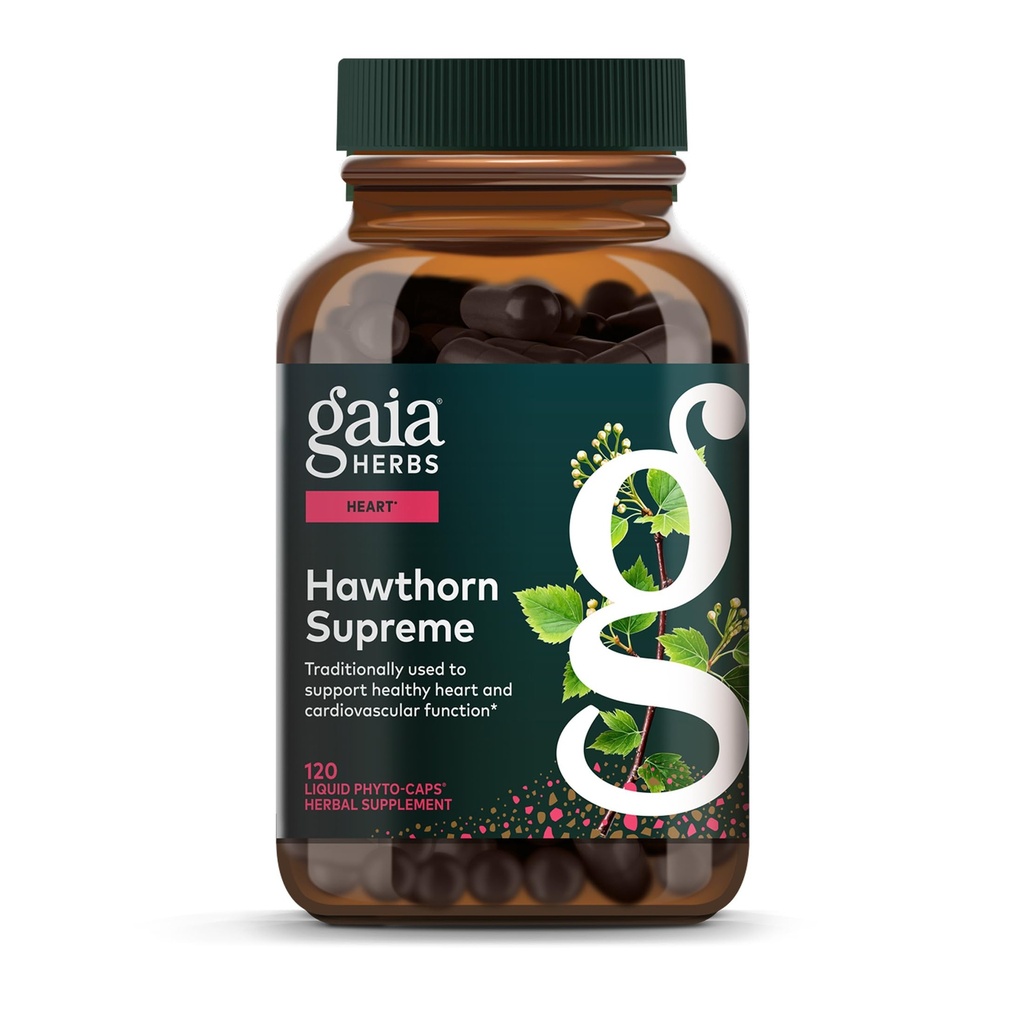Gaia Herbs Hawthorn Supreme - Hawthorn Berry Supplement - mit Kräutern Traditionell verwendet, um Herzgesundheit zu unterstützen* - 120 Vegan Liquid Phyto-Capsules (60-Day Supply)