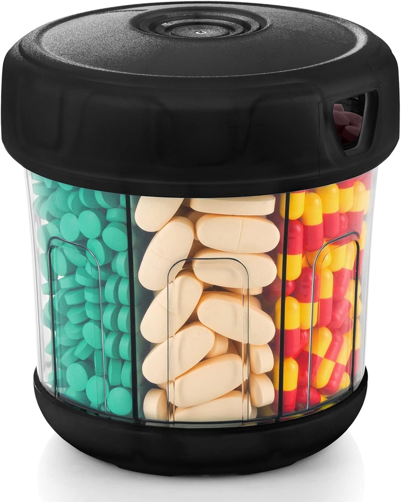 Extra große Ergänzung Organizer mit XL 7 Komponenten, TPU Soft Lid einfach zu laden und Pill Dispenser zu verwenden, 1 Monat Jumbo Vitamin Halter Medizin Organizer Speicher