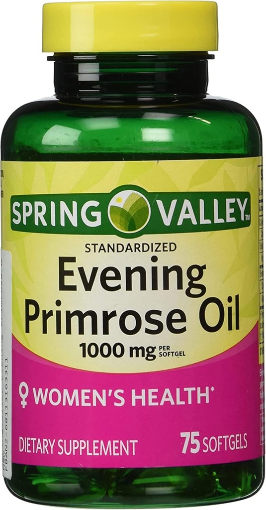 Huile de Primrose du soir Supplément alimentaire pour femmes Softgels, 1000 mg, 75 Compte