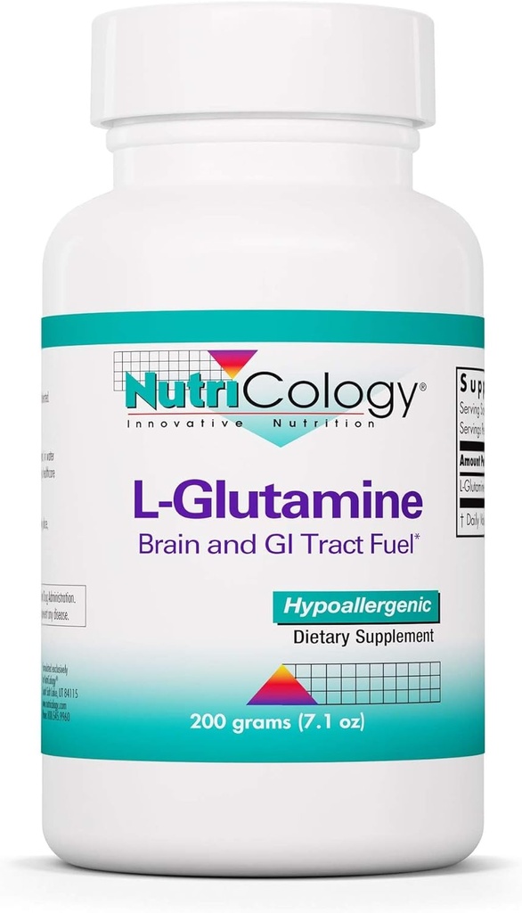 Nutricology L-Glutamin Pulver - Gut Gesundheit für Männer und Frauen, freie Form Aminosäure, Pure, 4.7g Supplement - 7.1 Unze
