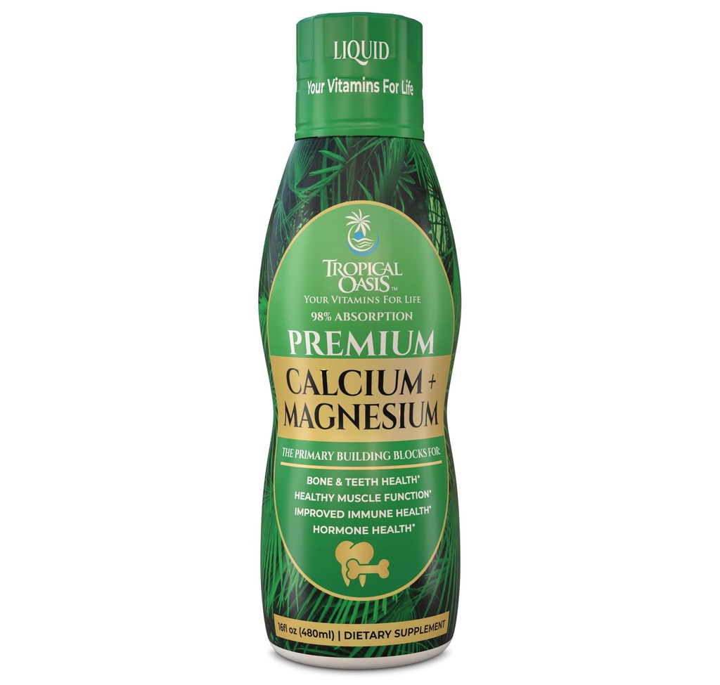 Premium-flüssiges Calcium-Magnesium-Ergänzung | Fördert starke Knochen und gesunde Zähne | Natürliches flüssiges Vitamin w/Calcium, Magnesium-Zitrat, Boron & Vitamin D3 | 98% Max Absorption | 16oz, 32 Serv