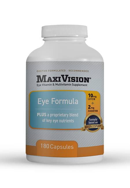 MaxiVision® Eye Formula - Vitamine oculaire basée sur l'étude AREDS 2 - Support maculaire lié à l'âge (1 B, 180 capsules)