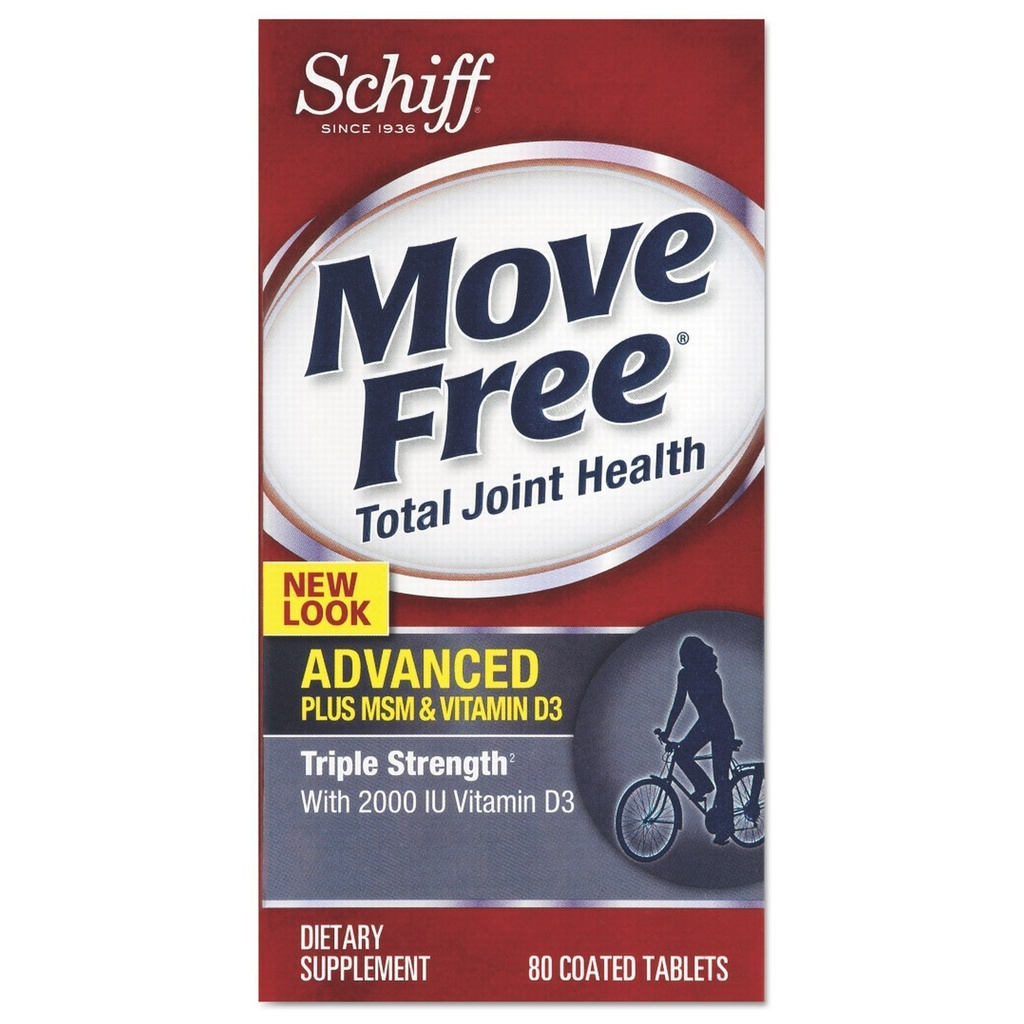 Schiff Move Free Advanced , Triple Strength Plus MSM & Vitamine D3, 80 comprimés enduits ( Multi-Pack)