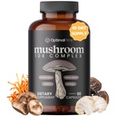 Supplément complexe de champignons Optimal Prime 10x - Lions Mane, Cordyceps, Turquie Tail pour l'immunité, l'énergie, l'humeur, Focus - Booster de santé naturelle, 90 capsules
