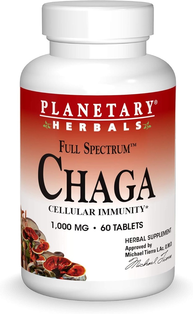 Planetary Herbals Chaga Full Spectrum, Enhance Cellular Immunity, 60 Tablets