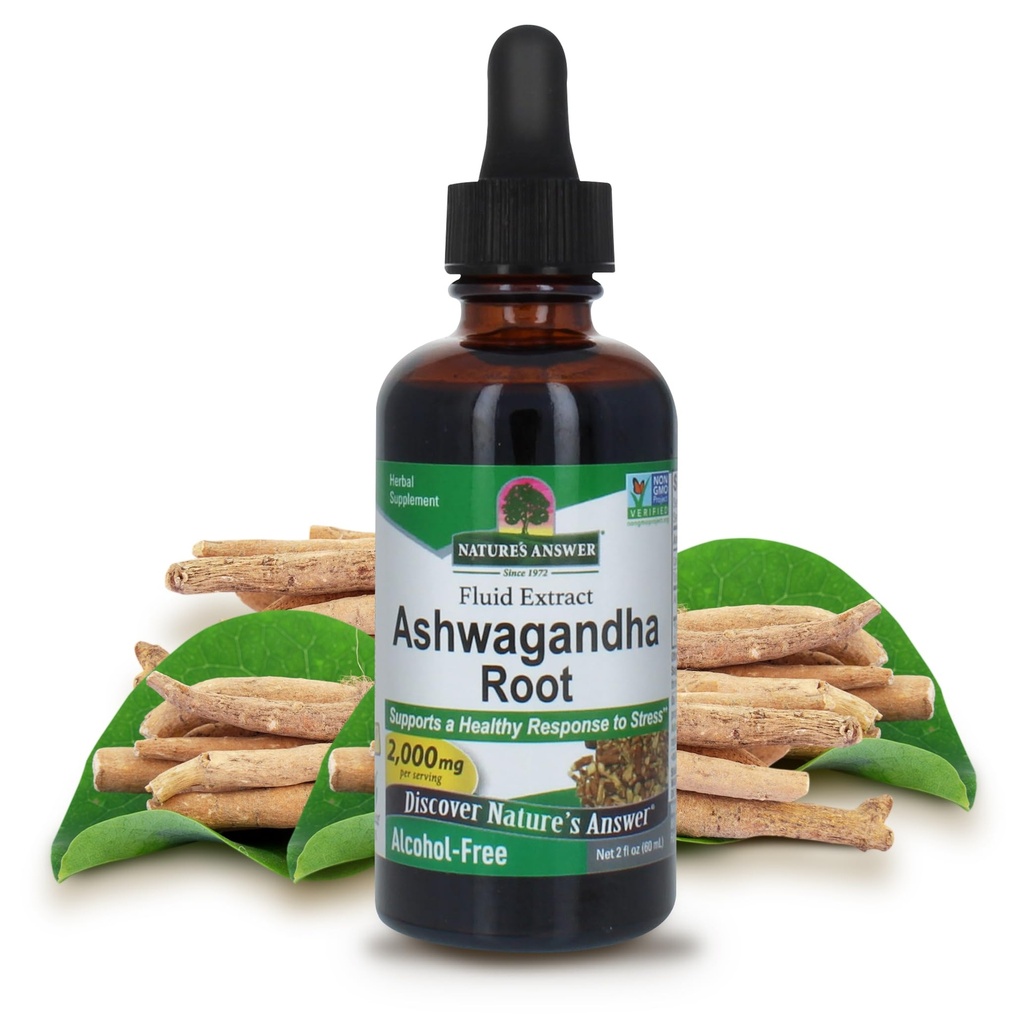 Nature's Answer Ashwagandha Root.com Supplément à base de plantes maintenir une fonction immunitaire saine.com soutient le corps contre le stress.