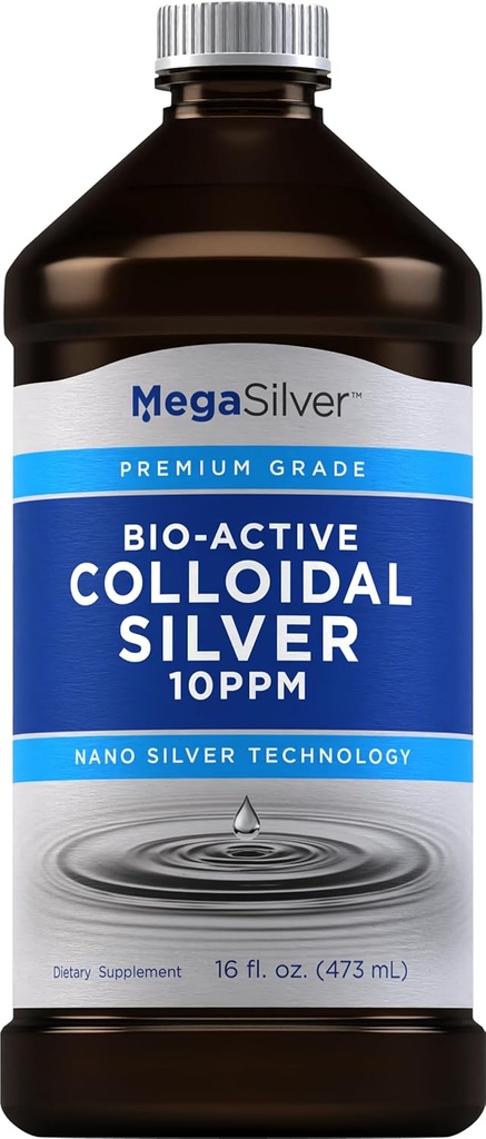 Piping Rock Kolloidal Silber Flüssigkeitstropfen | 16 Fl Oz | 10 PPM | Bio-Active Premium Grade Tincture | Non-GMO, Glutenfreie Ergänzung