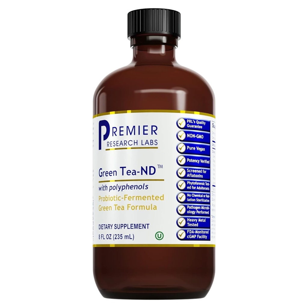 Premier Research Labs Green Tea-ND - Probiotic Fermented Green Tea Extract Supplement mit ECGC, Camellia Sinensis Liquid, Supplement Drops für Erwachsene, Vegan Friendly - 8 Fl Oz Bottle