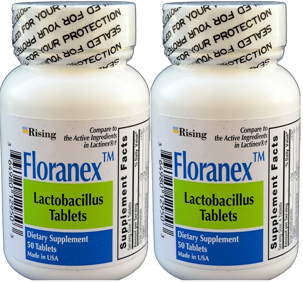 Floranex Probiotic für Colon Health Generic für Lactinex 50 Tabletten pro Flaschenpackung von 2 insgesamt 100 Tabletten