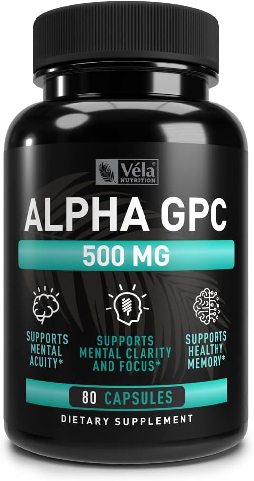 Alpha GPC 500mg Kapseln | 80 Count | Unterstützt gesunde kognitive Funktion | Unterstützt gesundes Gedächtnis | Wird für optimale Bioverfügbarkeit | Non-GMO, 3rd-Party getestet