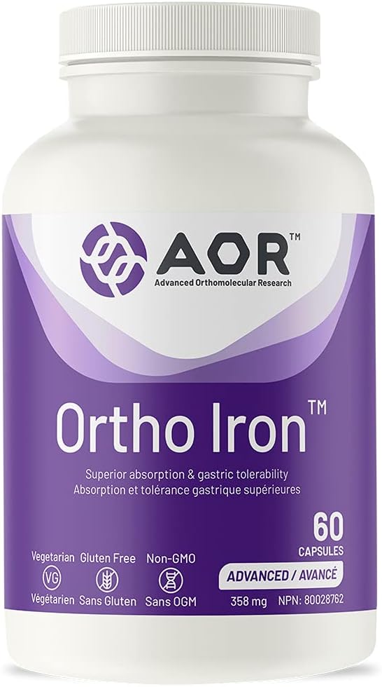 AOR, Ortho Iron, unterstützt Eisenabsorption & Magen-Tolerabilität, Gesunde rote Blutzellbildung, Nahrungsergänzung, Vegetarisch, 60 Servierungen (60 Kapseln).