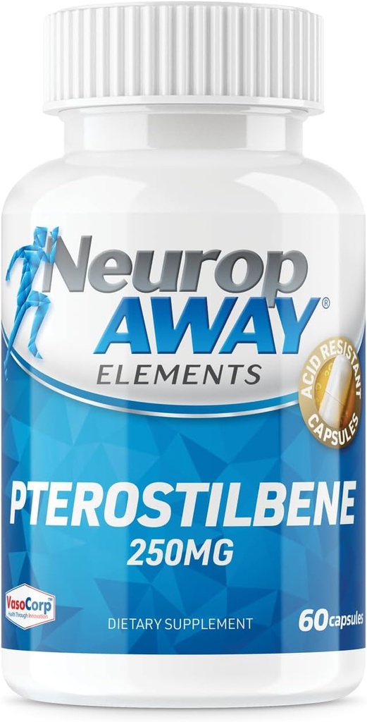 NeuropAWAY Elemente Pterostilben (60 250mg Säurebeständige Kapseln pro Flasche)