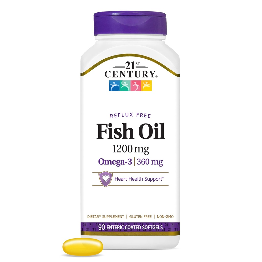 Fischöl aus dem 21. Jahrhundert 1200 mg Enteric Coated Softgels, 90 Count
