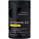 Recherche sportive 10 000 iu Vitamine D3 Supplément à l'huile de coco biologique - Vitamine D pour les os forts et la santé immunitaire - soutient l'absorption de calcium - Non-OGM - 250mcg, 120 Mini Softgels pour les adultes