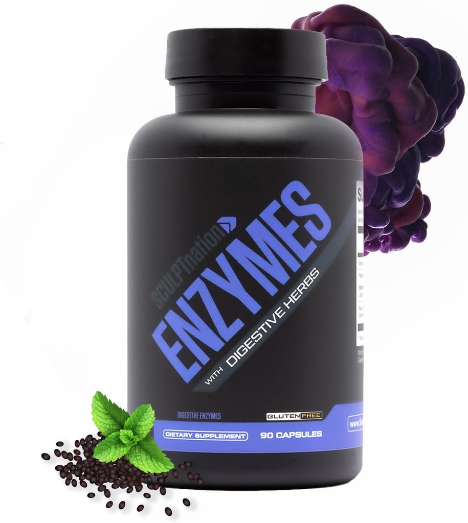 Sculpt Nation von V Shred Digestive Enzymes - Multi Enzyme für Verdauung und Gut Health Support, Occasional Bloating Relief für Frauen und Männer - 90 Glutenfreie Kapseln