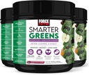 Facteur de force vert plus intelligent Superfoods + Poudre de digestion, 3-Pack, Poudre de Greens avec 2 milliards de probiotiques, enzymes digestives, et antioxydants pour détox, nettoyer et soutenir l'immunité, 90 portions