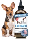 PetSilver Dog Ear Cleaner Solution – Gentle Ear Wash for Dogs and Cats with Chelat Silver – Otic Rinse Formula Targets Wax Buildup, Smelly Odor, and Itchy or Irritated Areas - Made in USA - 8 fl oz