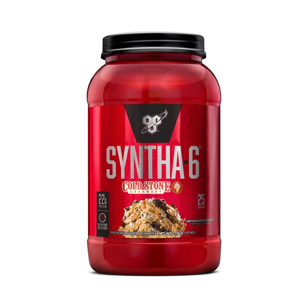BSN Syntha-6 Whey Protein Powder, Cold Stone Creamery- Germanchökolätekäke Flavor, Micellar Casein, Milk Protein Isolate Powder, 25 Portionen